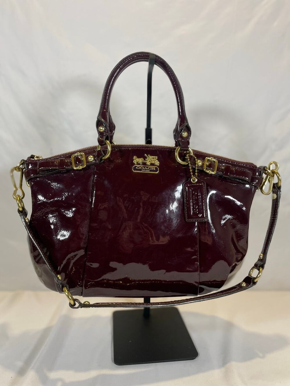 Coach Madison Sophia 18613 Burgundy Oxblood Patent Leather Satchel